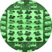 Round Persian Emerald Green Traditional Rug, tr1425emgrn