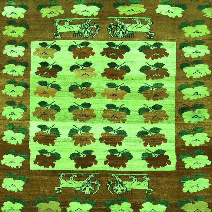 Round Machine Washable Persian Green Traditional Area Rugs, wshtr1425grn