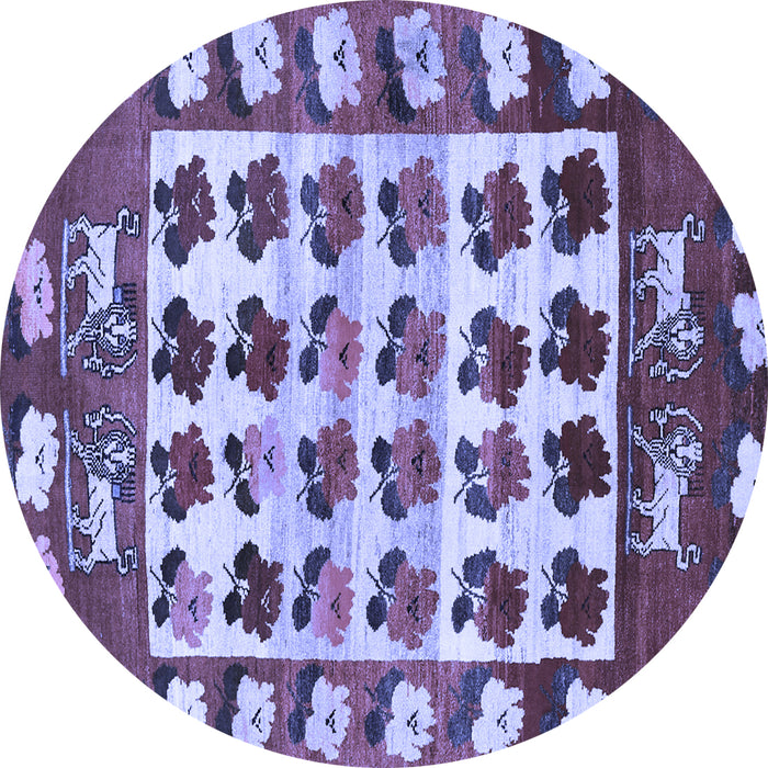 Round Persian Blue Traditional Rug, tr1425blu