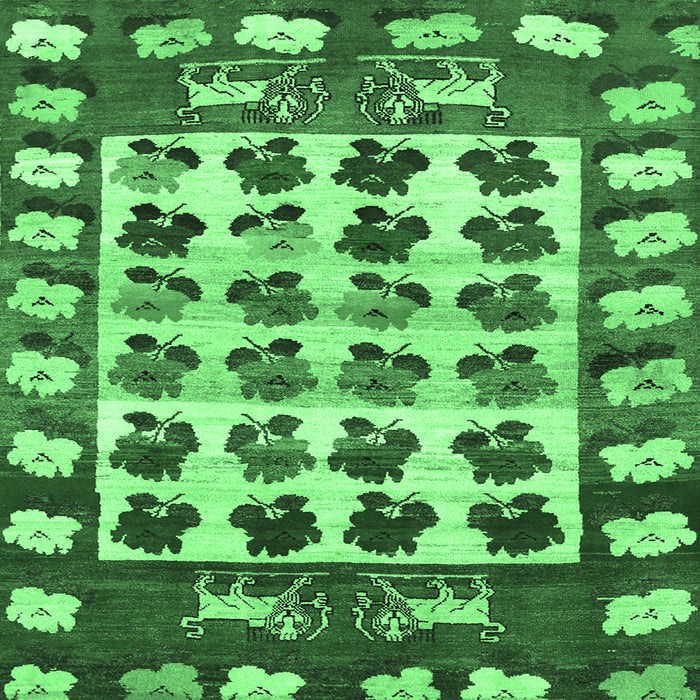 Square Persian Emerald Green Traditional Rug, tr1425emgrn