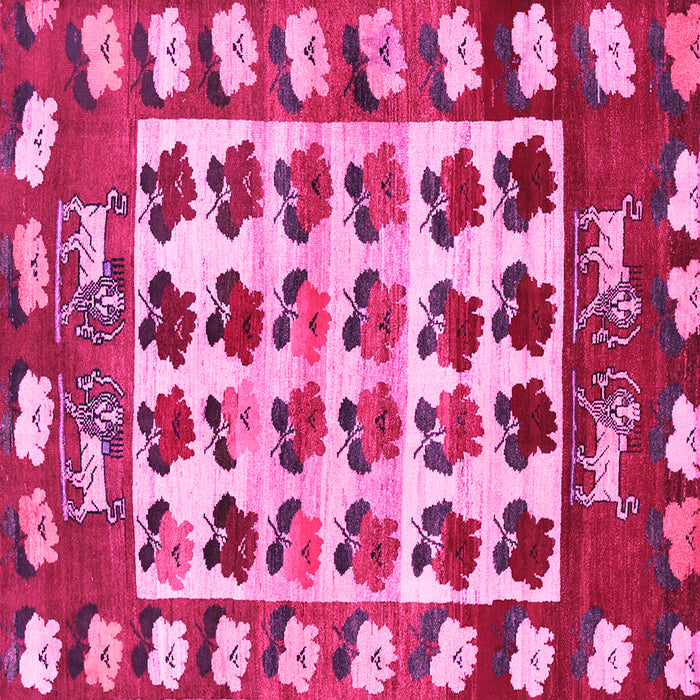 Square Machine Washable Persian Pink Traditional Rug, wshtr1425pnk