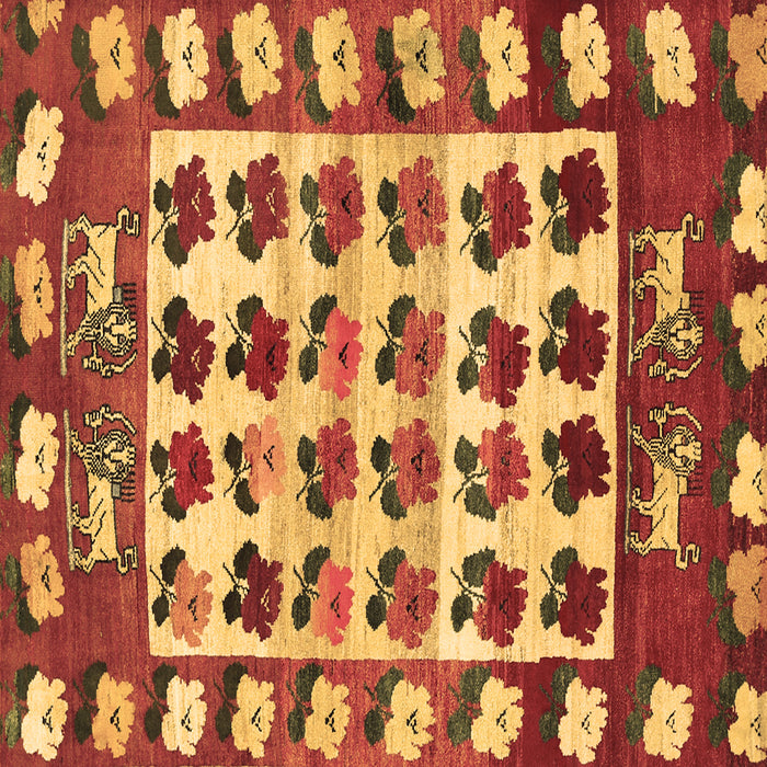 Square Persian Brown Traditional Rug, tr1425brn