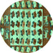 Round Persian Turquoise Traditional Rug, tr1425turq