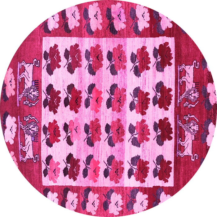 Round Persian Pink Traditional Rug, tr1425pnk