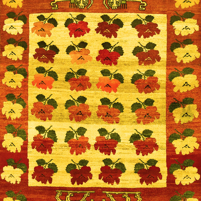 Machine Washable Persian Yellow Traditional Rug, wshtr1425yw