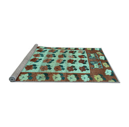 Sideview of Machine Washable Persian Light Blue Traditional Rug, wshtr1425lblu