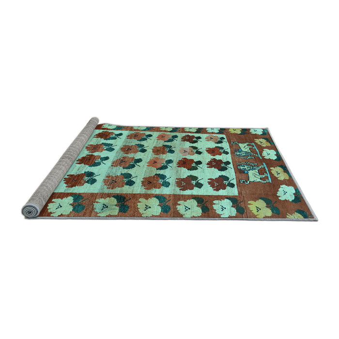 Sideview of Machine Washable Persian Light Blue Traditional Rug, wshtr1425lblu