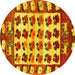 Round Persian Yellow Traditional Rug, tr1425yw