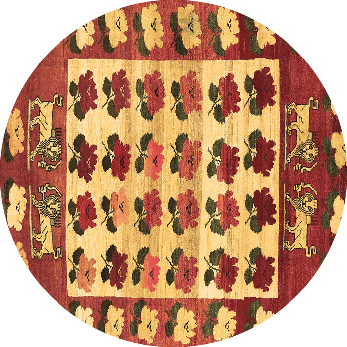 Round Persian Brown Traditional Rug, tr1425brn