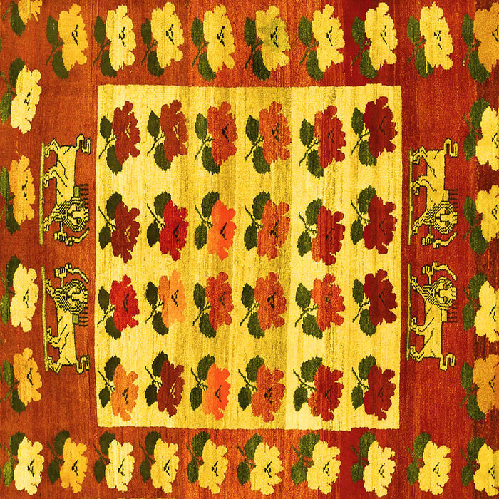 Square Persian Yellow Traditional Rug, tr1425yw