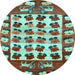Round Persian Light Blue Traditional Rug, tr1425lblu