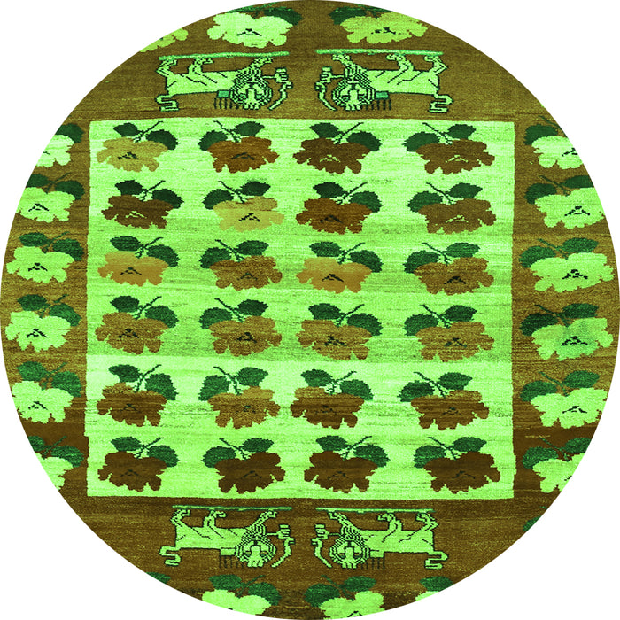 Square Persian Green Traditional Rug, tr1425grn
