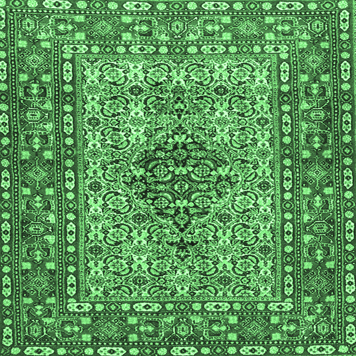 Square Persian Emerald Green Traditional Rug, tr1426emgrn