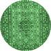 Round Persian Emerald Green Traditional Rug, tr1426emgrn