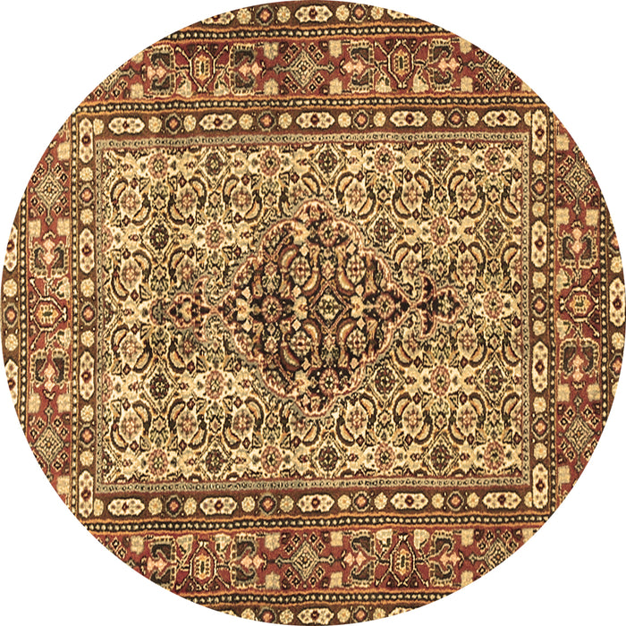 Round Persian Brown Traditional Rug, tr1426brn