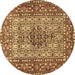 Round Persian Brown Traditional Rug, tr1426brn