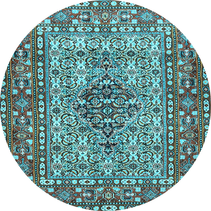 Round Machine Washable Persian Light Blue Traditional Rug, wshtr1426lblu