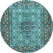 Round Machine Washable Persian Light Blue Traditional Rug, wshtr1426lblu