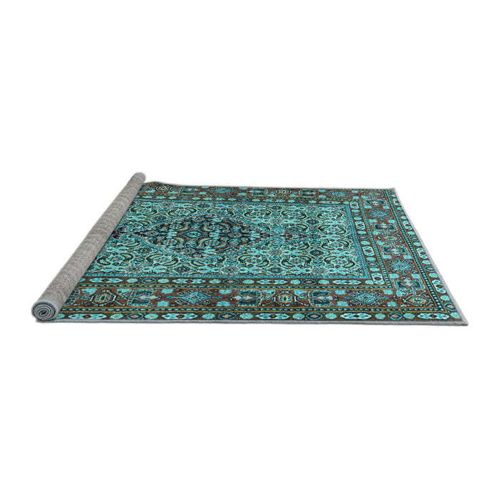 Sideview of Machine Washable Persian Light Blue Traditional Rug, wshtr1426lblu