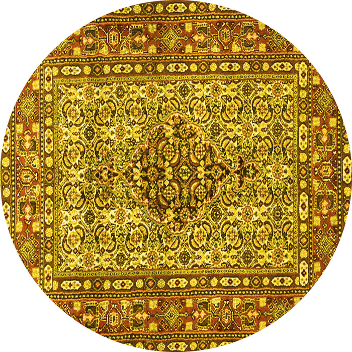 Round Persian Yellow Traditional Rug, tr1426yw