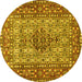Round Persian Yellow Traditional Rug, tr1426yw