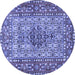 Round Machine Washable Persian Blue Traditional Rug, wshtr1426blu