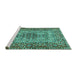 Sideview of Machine Washable Persian Turquoise Traditional Area Rugs, wshtr1426turq