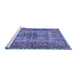 Sideview of Machine Washable Persian Blue Traditional Rug, wshtr1426blu