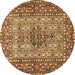 Round Machine Washable Persian Brown Traditional Rug, wshtr1426brn