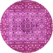 Round Machine Washable Persian Pink Traditional Rug, wshtr1426pnk