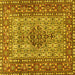 Square Machine Washable Persian Yellow Traditional Rug, wshtr1426yw