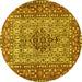 Round Machine Washable Persian Yellow Traditional Rug, wshtr1426yw