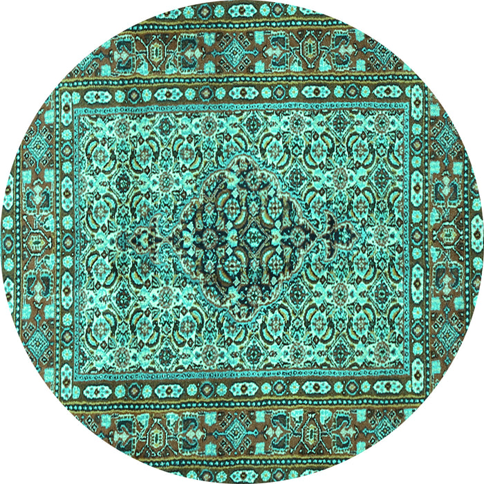 Round Persian Turquoise Traditional Rug, tr1426turq