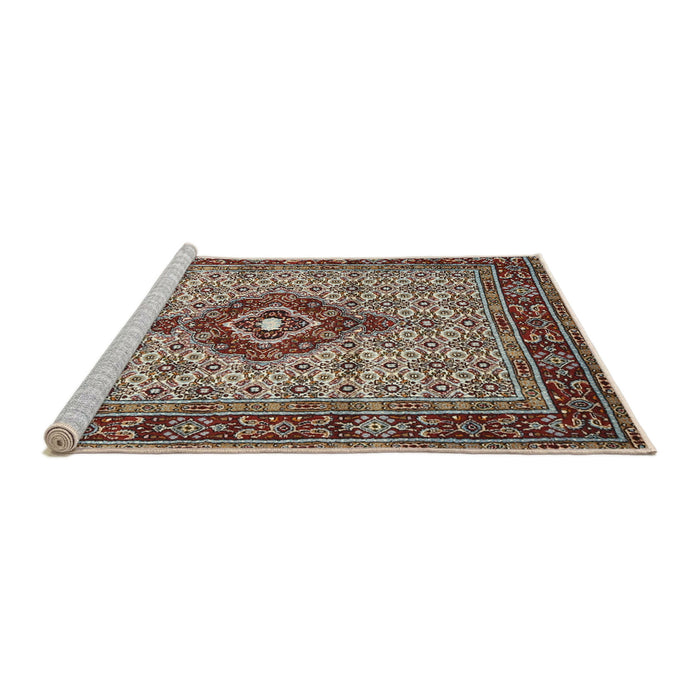 Sideview of Machine Washable Traditional Light French Beige Brown Rug, wshtr1427