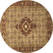 Round Medallion Brown Traditional Rug, tr1427brn