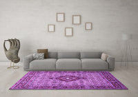 Machine Washable Medallion Purple Traditional Rug, wshtr1427pur