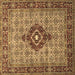 Square Machine Washable Medallion Brown Traditional Rug, wshtr1427brn