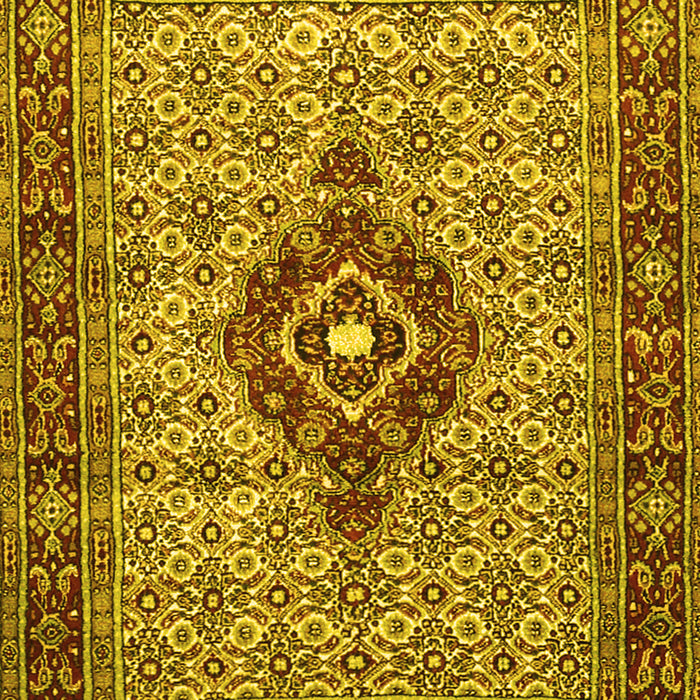 Machine Washable Medallion Yellow Traditional Rug, wshtr1427yw