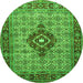 Square Medallion Green Traditional Rug, tr1427grn