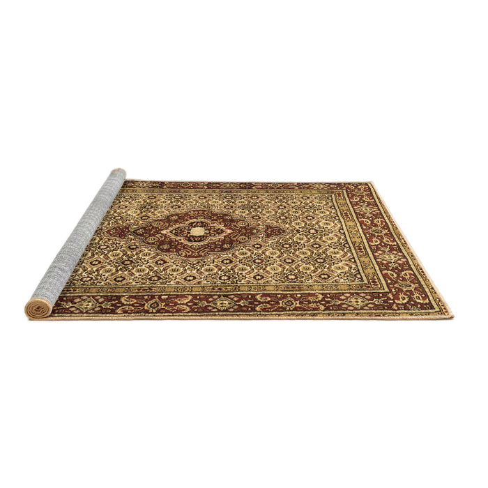 Sideview of Machine Washable Medallion Brown Traditional Rug, wshtr1427brn