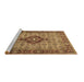 Sideview of Machine Washable Medallion Brown Traditional Rug, wshtr1427brn