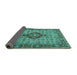 Sideview of Medallion Turquoise Traditional Rug, tr1427turq