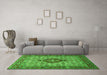 Machine Washable Medallion Green Traditional Area Rugs in a Living Room,, wshtr1427grn