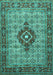 Machine Washable Medallion Turquoise Traditional Area Rugs, wshtr1427turq