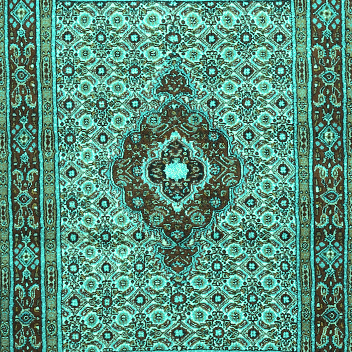 Machine Washable Medallion Turquoise Traditional Area Rugs, wshtr1427turq