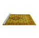 Sideview of Machine Washable Medallion Yellow Traditional Rug, wshtr1427yw