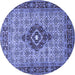 Round Medallion Blue Traditional Rug, tr1427blu