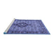 Sideview of Machine Washable Medallion Blue Traditional Rug, wshtr1427blu