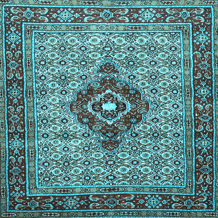 Square Medallion Light Blue Traditional Rug, tr1427lblu