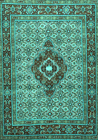 Medallion Turquoise Traditional Rug, tr1427turq